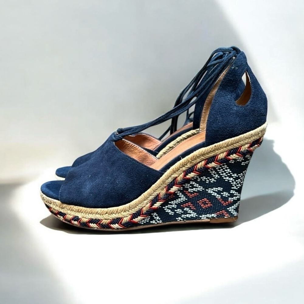 🌻CABI Isla Wrap-Around Tassel Bohemian Wedge Sandals Women's Size 6